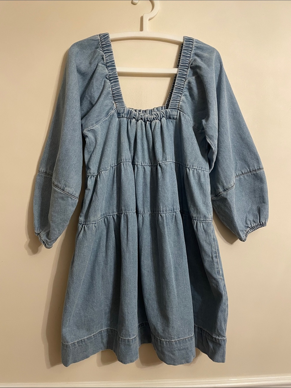 Free People Lou Jean Babydoll Denim Pattered Dress size S - Picture 2 of 9